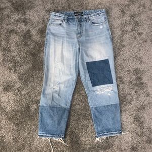 A&F Vintage Cropped Patchwork Jeans Size 29
